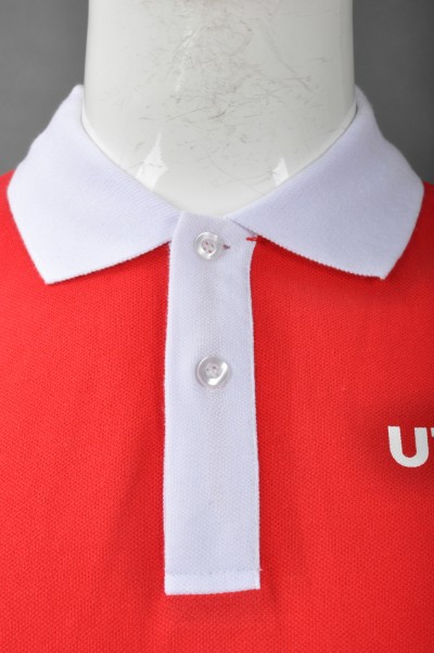 P693  設計領撞色Polo恤  來樣訂造Polo恤 度身訂造Polo恤 Polo恤專門店     紅色撞色領白色 細節-4